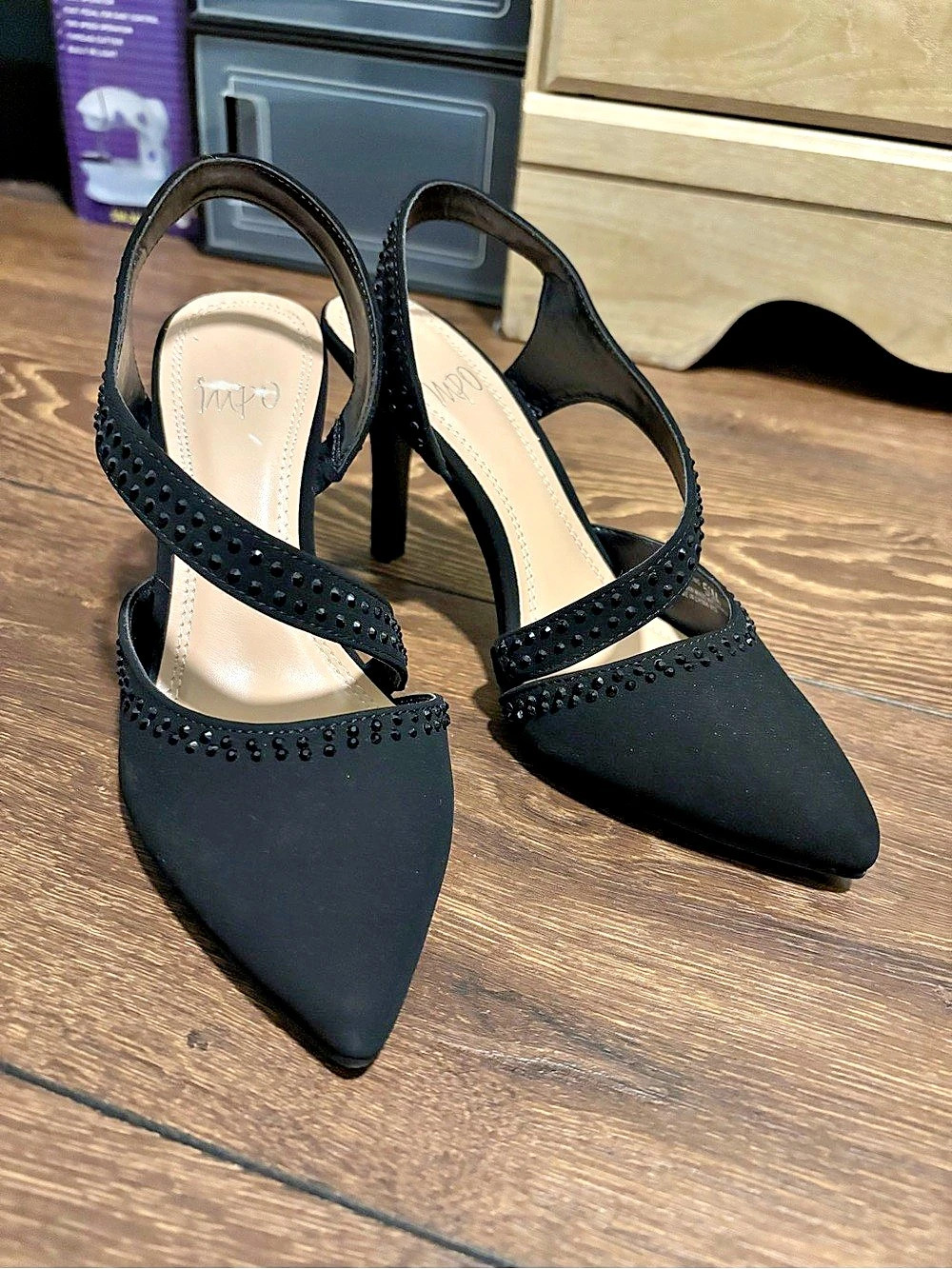 IMPO Tess Bling Pointed Toe Heels in Black Size 5.5M